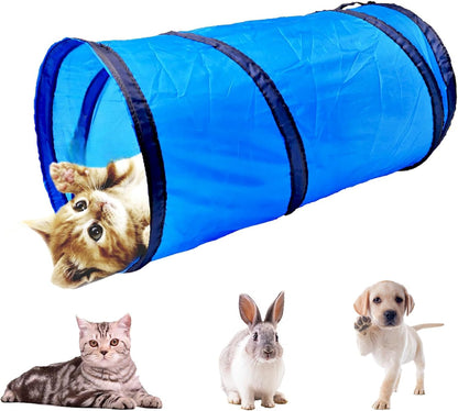 Interactive Cat Tunnel for Indoor Use - Collapsible 20" Play Tunnel for Cats, Kittens, Rabbits, and Puppies with Crinkle Features