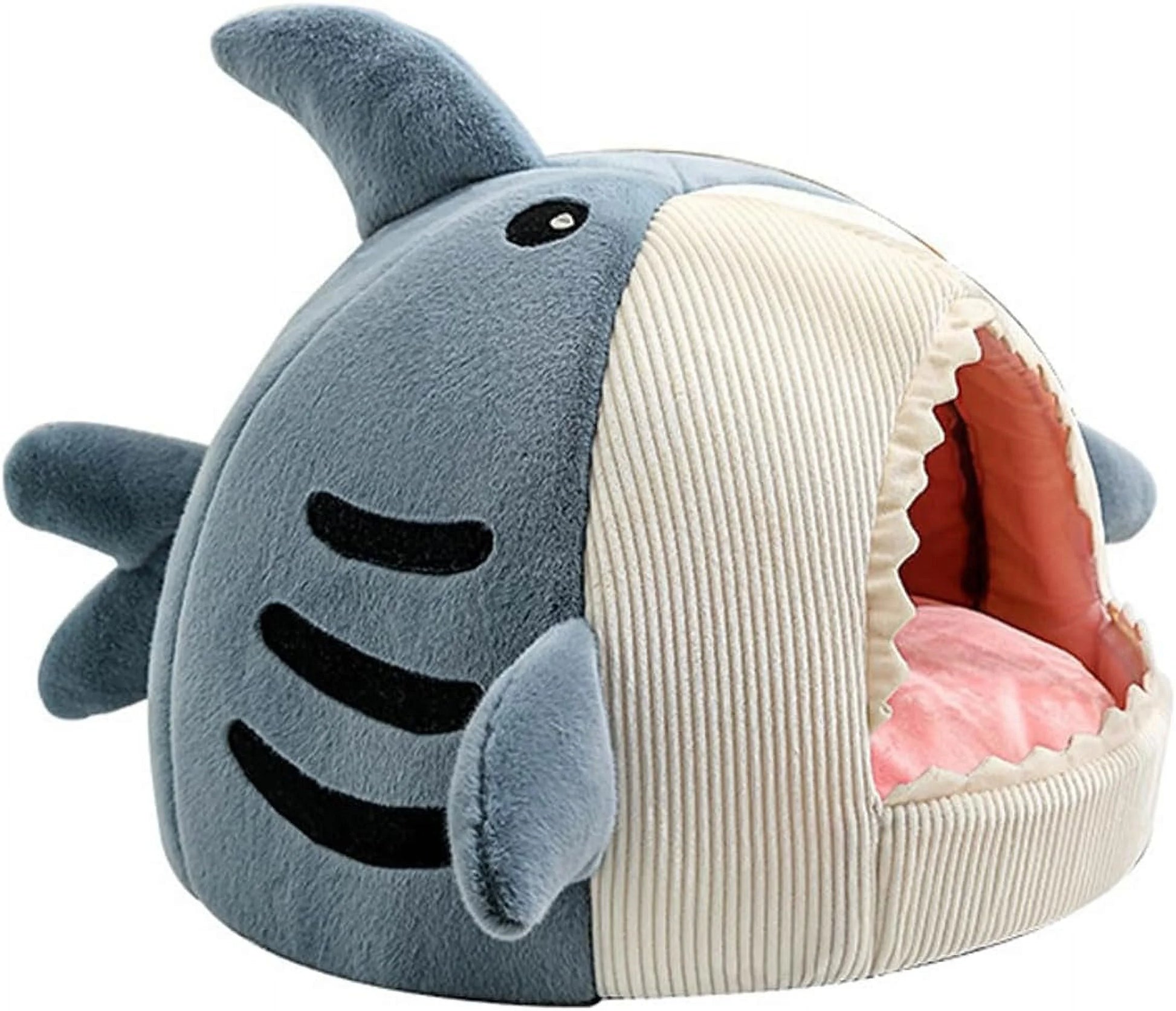Large Shark-Shaped Cat Bed with Removable and Washable Pillow in Blue
