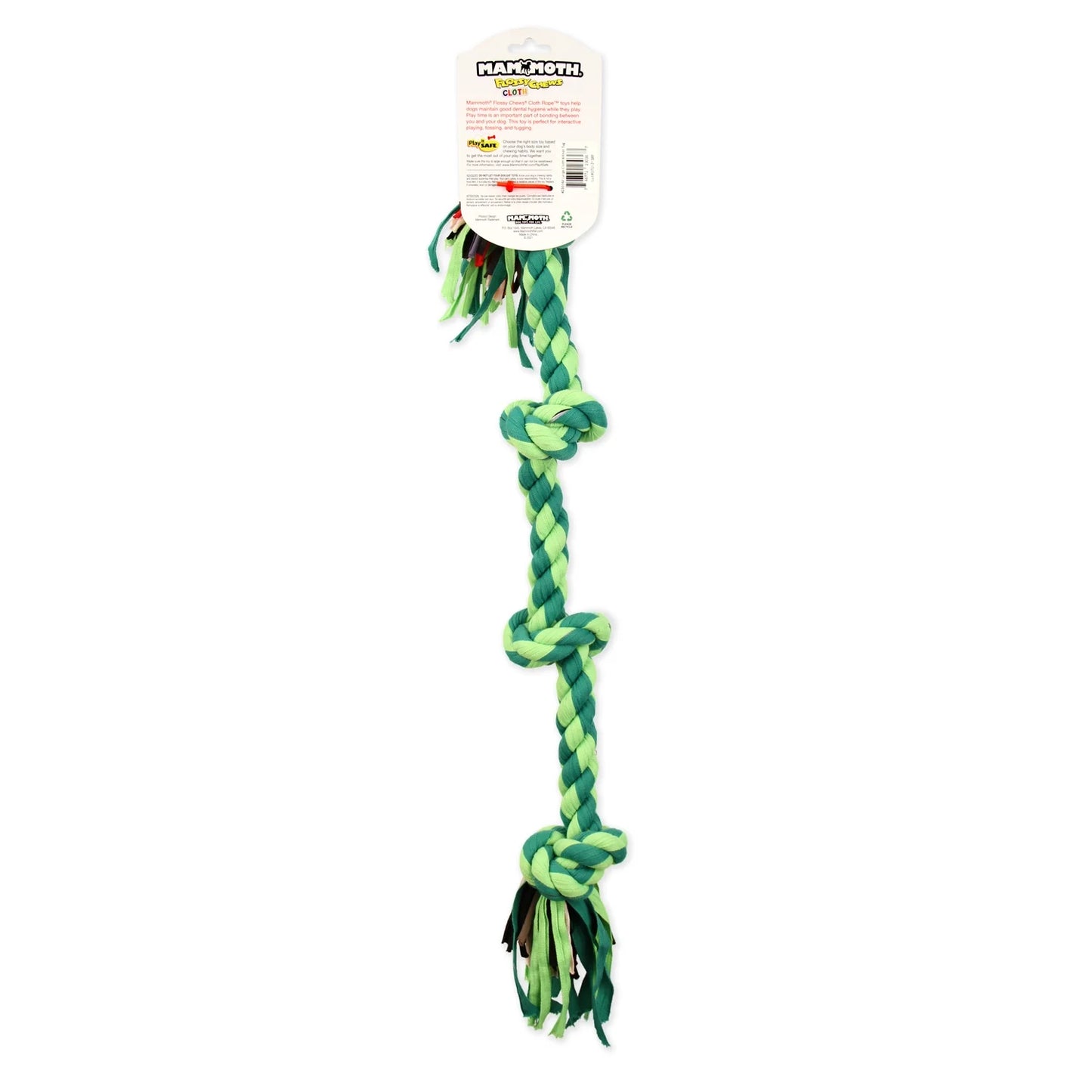 Flossy Chews Large 27" Cloth 4-Knot Tug Rope Dog Toy in Assorted Colors