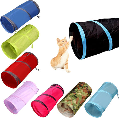 Interactive Cat Tunnel for Indoor Use - Collapsible 20" Play Tunnel for Cats, Kittens, Rabbits, and Puppies with Crinkle Features