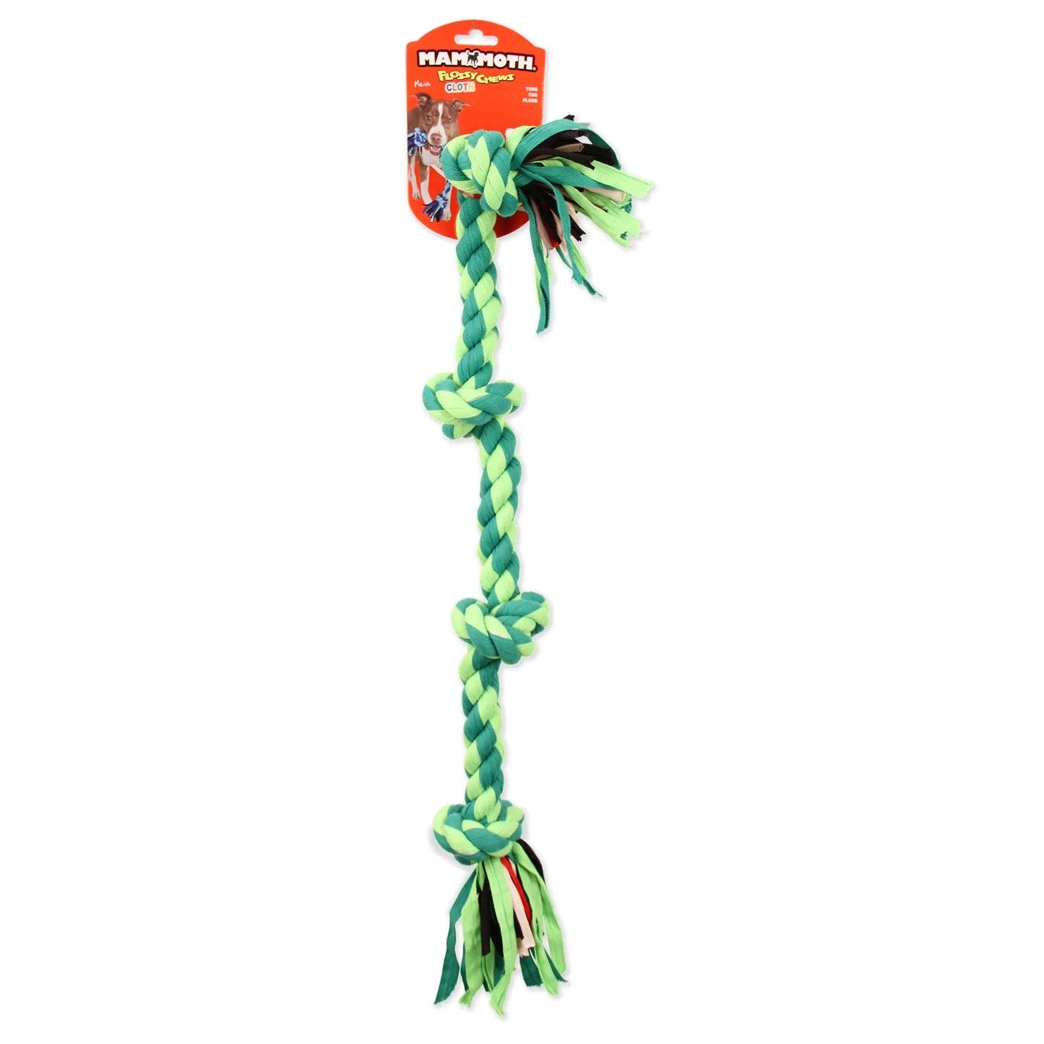 Flossy Chews Large 27" Cloth 4-Knot Tug Rope Dog Toy in Assorted Colors