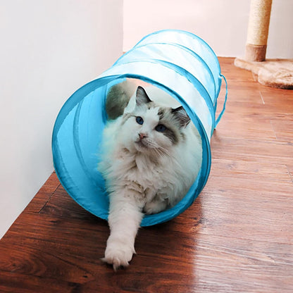 Interactive Cat Tunnel for Indoor Use - Collapsible 20" Play Tunnel for Cats, Kittens, Rabbits, and Puppies with Crinkle Features