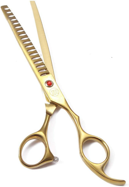 Professional Dog Grooming Scissors Set - 7 Inch and 8 Inch Chunkers, Curved Shears, and Thinning Shears with Grooming Comb
