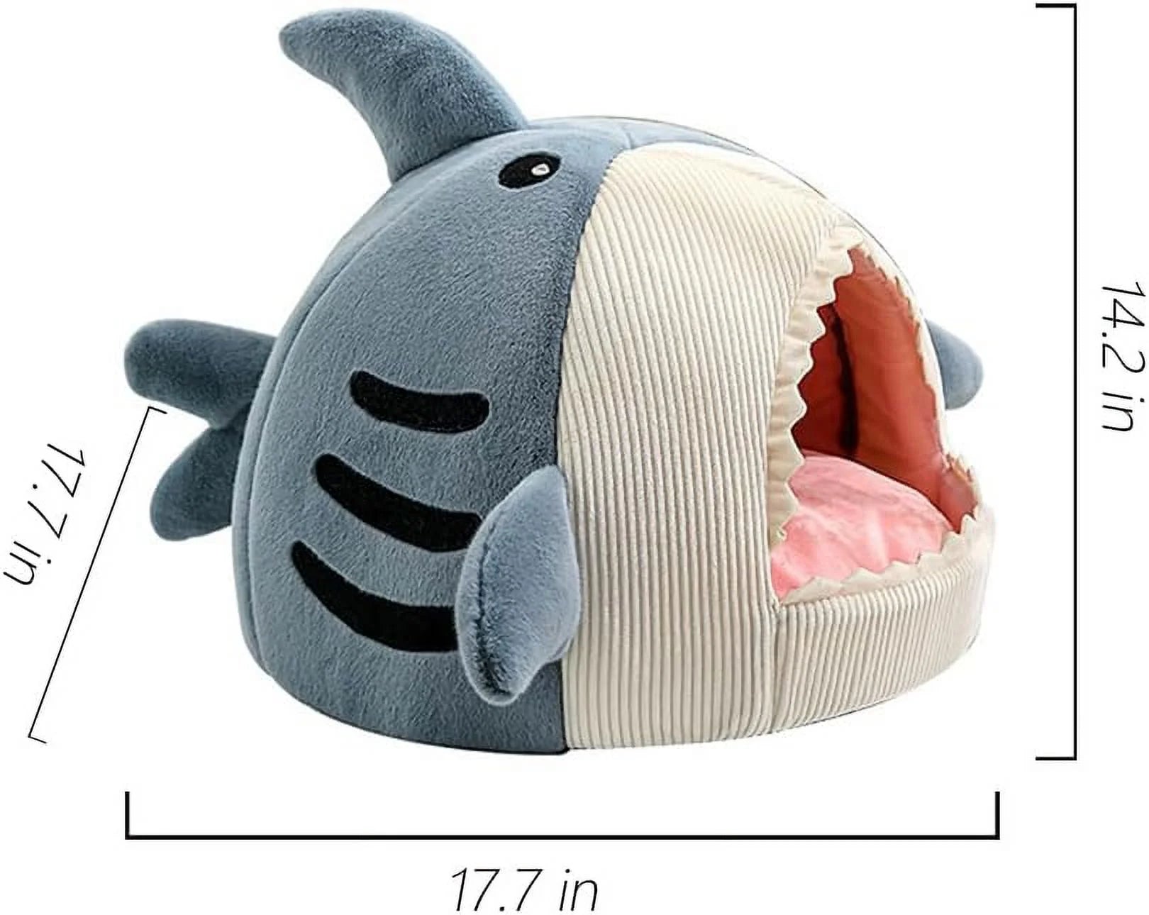 Large Shark-Shaped Cat Bed with Removable and Washable Pillow in Blue